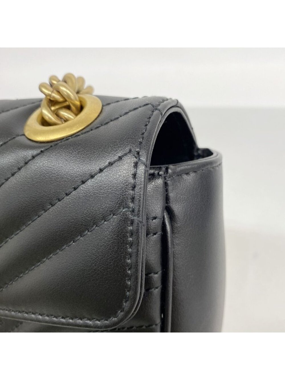 Gucci Shoulder Bag GG Marmont Leather Black Gold - Picture 7 of 12